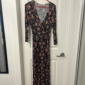 Full length black floral dress